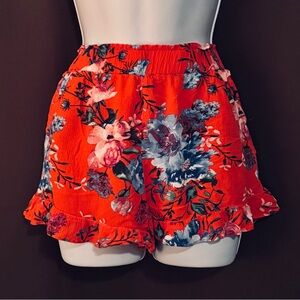 Miami red floral short shorts M FREE SHIPPING
